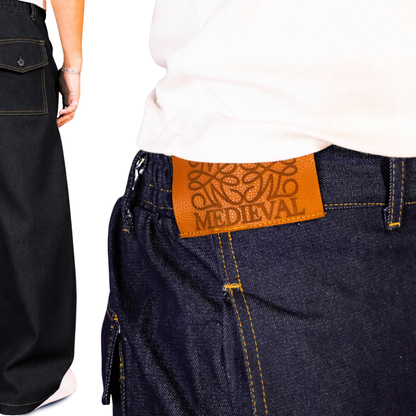Wide Barrel Trouser Pants - Dark Denim