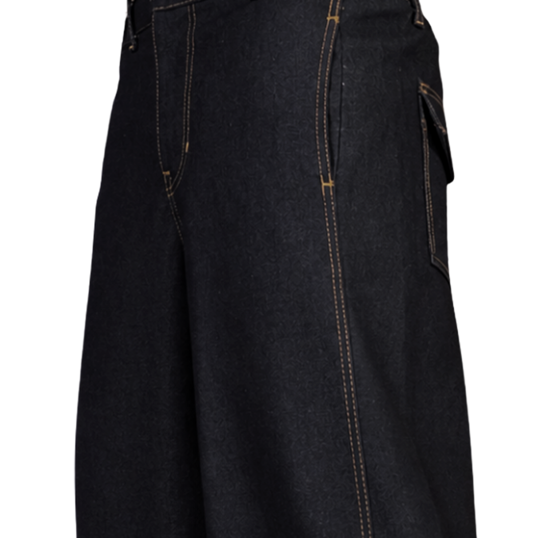 Wide Barrel Trouser Pants - Dark Denim