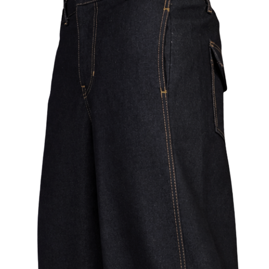 Wide Barrel Trouser Pants - Dark Denim