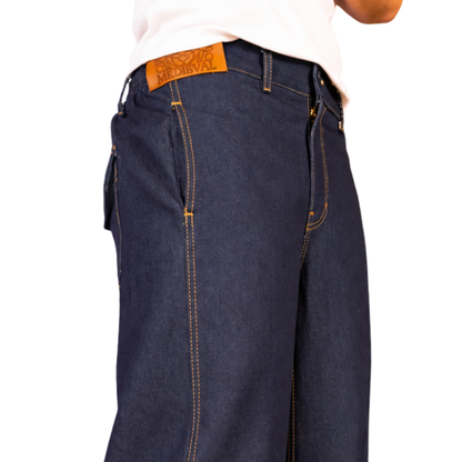 Wide Barrel Trouser Pants - Dark Denim